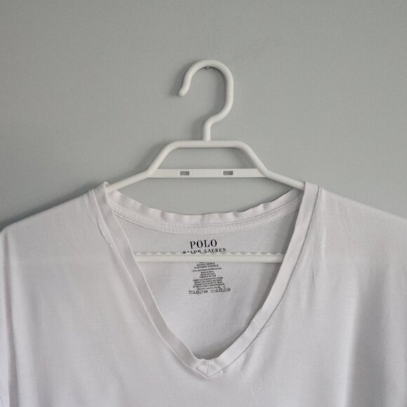 Polo Ralph Lauren Unisex Sz XL White V-Neck Casual Comfy Pullover T-Shirt Top - Picture 4 of 8